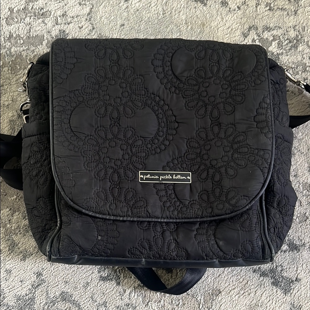 Petunia Pickle Bottom Black Backpack with Quilted Design